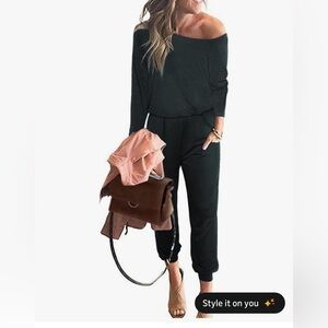 Pretty Garden Long Sleeve Jumpsuit Black Size Medium